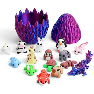 15 Packs Mini 3D Printed Animals, Fidget Toys, Dragon, Fidget Dragons in an Egg,   Little Animals Pocket Pets, 3-D Printed Toys with Dragon Eggs Gift for Easter