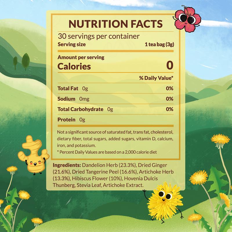 LoveinTea Dandelion Herbal Tea Bags, Detox Tea, 100% Natural Vietnamese Dandelion Blend, Caffeine-Free, Plant-Based Pyramid Bags, 30 Count