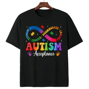 Autism Acceptance Tee with Puzzle Piece – Advocate, Educate and Include Infinity Symbol Print