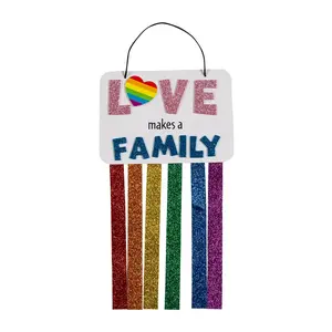 Rainbow Pride Glitter Hanging Sign Craft Kit - Makes 12