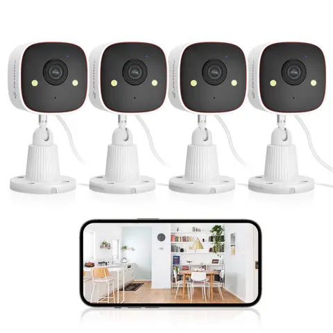 Jennov Indoor/Outdoor Security Camera - 2K/2048p/1296p HD IP66 Weatherproof Surveillance Camera, Color Night Vision, AI Human Motion Sensor (3 Levels), 2-Way Audio, Built-In Light, App Control, Cloud Support, Burglary Protection Smart Home Gadget, Weather