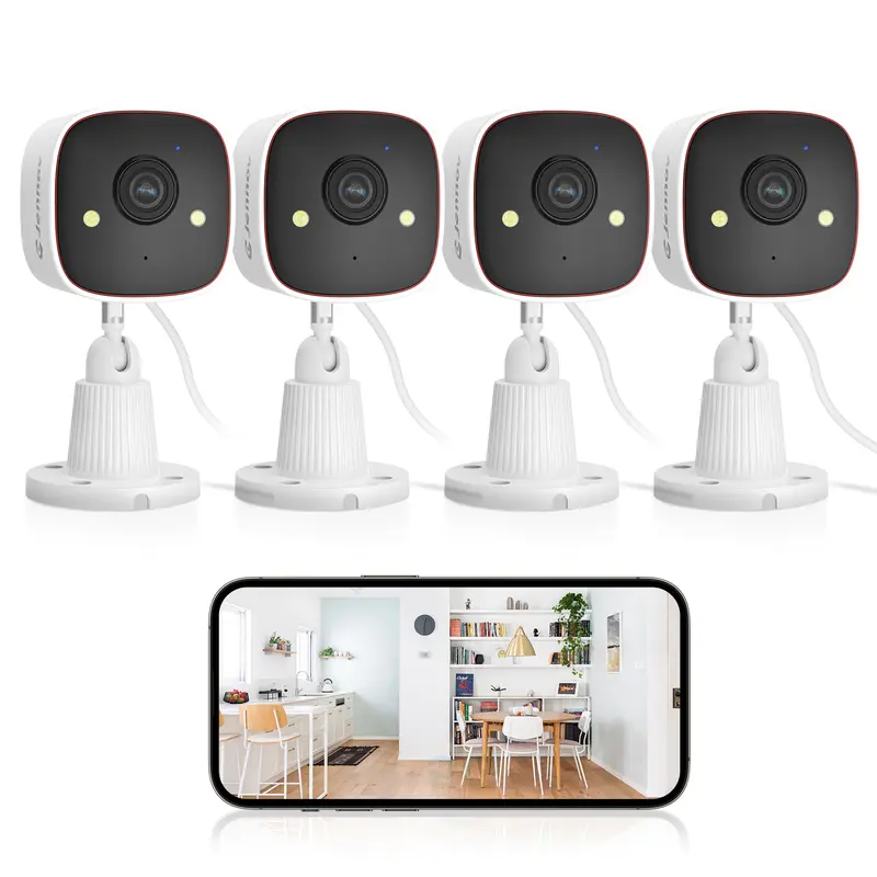 Jennov Indoor/Outdoor Security Camera - 2K/2048p/1296p HD IP66 Weatherproof Surveillance Camera, Color Night Vision, AI Human Motion Sensor (3 Levels), 2-Way Audio, Built-In Light, App Control, Cloud Support, Burglary Protection Smart Home Gadget, Weather