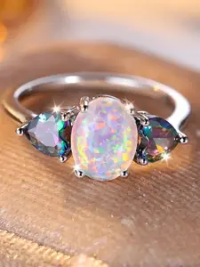 Geometric Cubic Zirconia Rings Synthetic Zirconia Inlay Exquisite Design sense Sparking Fashion Versatile Design Engagement Ring Daily Wear Jewelry Accessory for All Seasons for Women & Girls