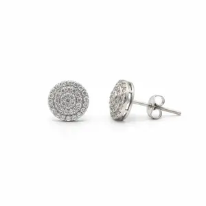 Danielle Studs | Three Layer Round Moissanite Earrings