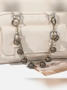 Vintage Bell Bag Charm, Elegant Plain Design, All-Season Pockets Accessory, Fashionable Chain Decoration, Versatile Bag Pendant