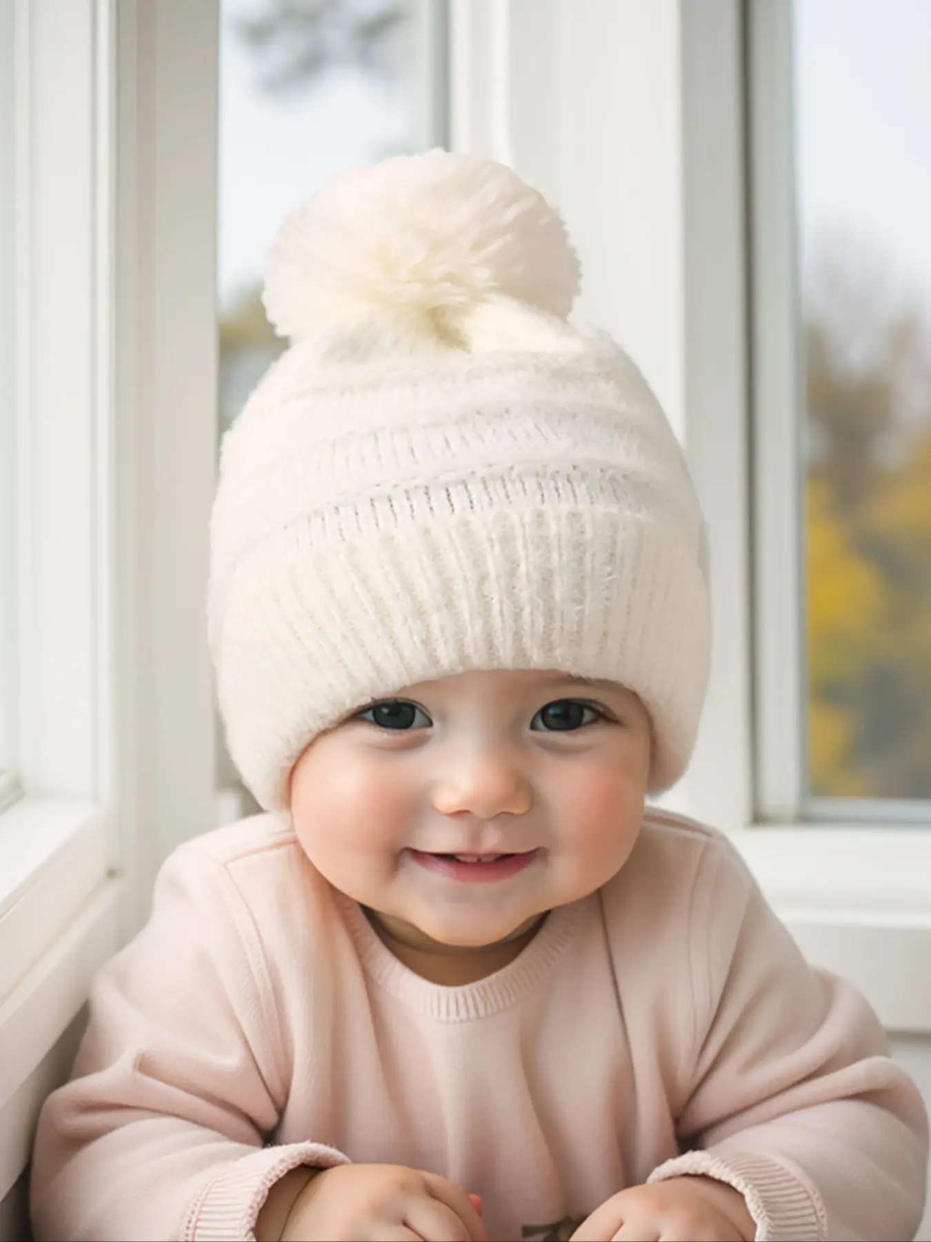 Newborn Knit Hat with Letter Embroidery, Warm Winter Beanie for Infants, Suitable for Outdoor Use, Casual Style for Daily Commute, Soft Dome Cap