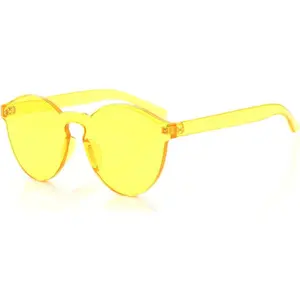 Rimless Sunglasses Oversized Colored Transparent Round Eyewear Retro Eyeglasses for Women Men