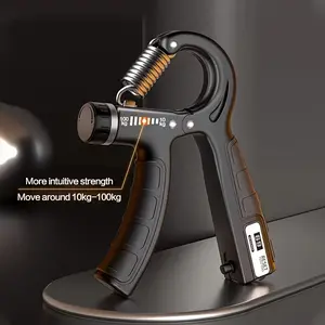 1 piece of grip strength trainer with counter, hand grip exerciser and enhancer, adjustable resistance from 22-220 pounds (10-100KG), silicone non-slip grip handle, forearm strengthener