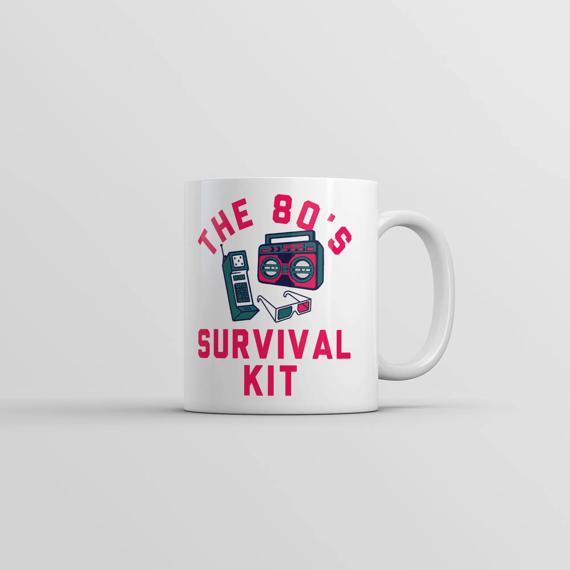 The 80s Survival Kit Mug Sarcastic Retro Graphic Coffee Cup - 11oz Funny Coffee Mugs Ceramic Printed Drinkware Cup