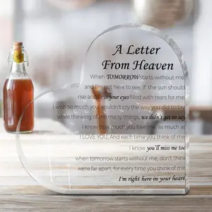Clear Acrylic Memorial Plaque, Letter from Heaven Pattern Acrylic Plaque, Acrylic Bereavement Memorial Funeral Condolences Gift, Home Decor,Gifts For Women