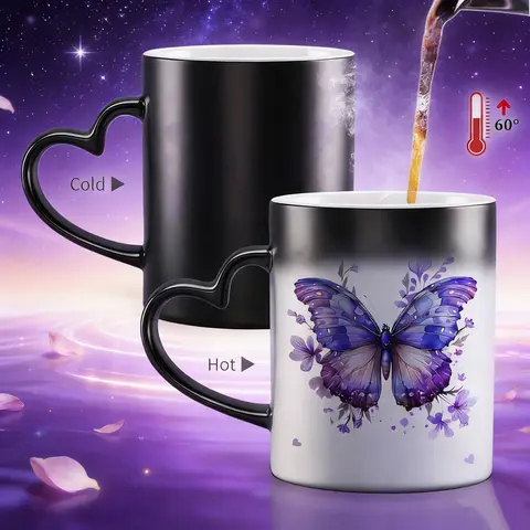 Dreamy Purple Butterfly Color-Changing Mug Coffee