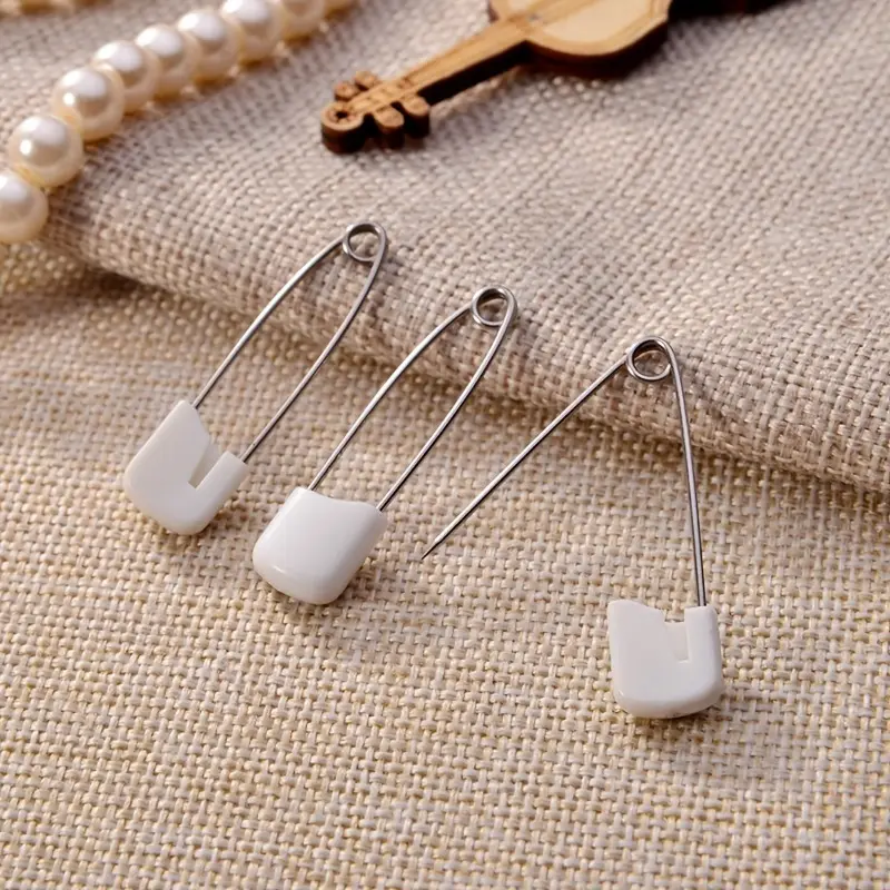 100pcs Heavy Duty Stainless Steel Diaper Pins - 2.1in/5.3cm Plastic Head Pins with Safe Locking Closures for Cloth Diapers Sewing Tools Sewing Supplies Sewing Accessories Crafts Sewing Products