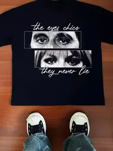 Classic Quote Print Short Sleeve T-Shirt, Long, Unisex Vintage Movie Trend, Classic Scene Pattern, Film Culture Enthusiasts