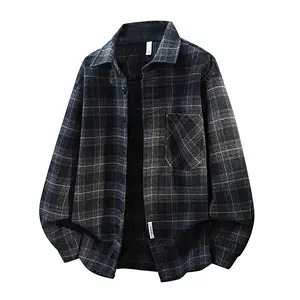 Men's Heavyweight Thick Long Sleeve Turn-Down Collar Wool Blend Casual Vintage Plaid Cardigan Coat Premium High-Quality Comfortable Fabric, Suitable for Autumn and Winter, Perfect Gift for Husband or Father