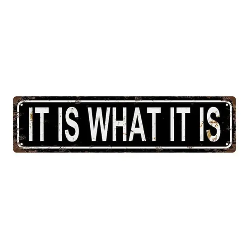 Vintage "It Is What It Is" Aluminum Wall Art| 4x16 Inch Retro Decor Sign with Text Panel| Aluminum Hanging Décor for Housewarming, Home Office & Bar| GREAT Gift Idea, Available in Multiple Colors| Pre-Drilled Holes for Easy Hanging