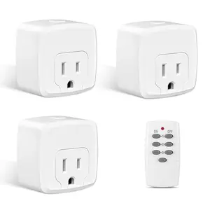 Remote Control Outlet with 100FT RF Signal,  On Off  Plug for Household Appliances,  Included, 15A/1875W(3 Outlets + 1 Remote)