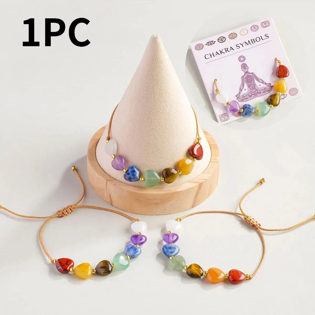 Natural 7-Color Heart Chakra Crystal Bracelet, Irregular Adjustable Beads, Healing Quartz Jewelry for Women, Perfect Gift for Mother's Day, High Quality Bracelet