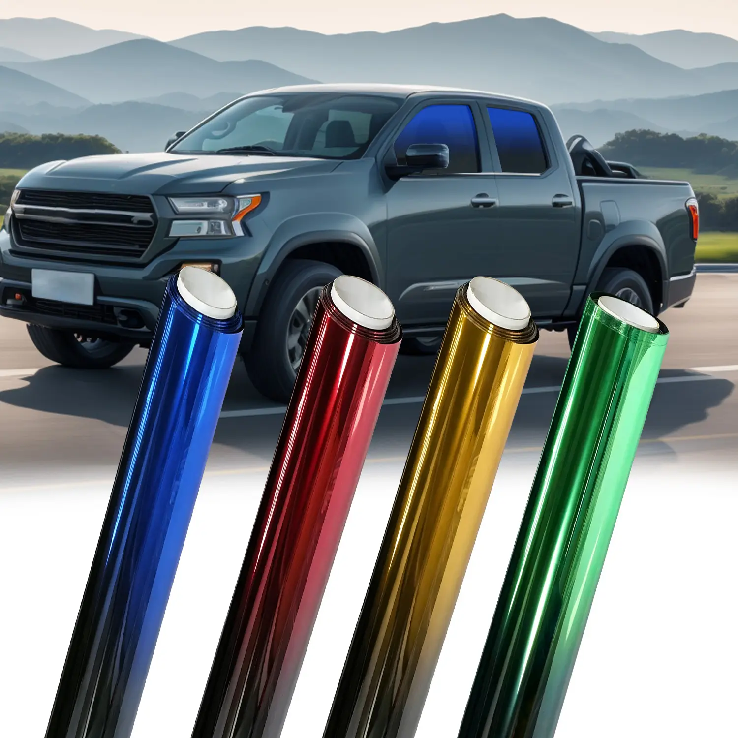 Car Window Tint Roll - UV-Protective Sunshade Film, 2-Tone Gradient, Easy-to-Install, 1.64Ft x 9.84Ft, for Car Exterior Decoration