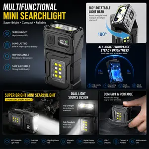 Portable High-Power Flashlight – Multi-Function Rechargeable LED Work Light with Magnetic Base, Ultra-Bright Emergency Light for Auto Repair & Outdoor Use Lantern