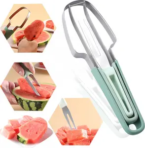 3 in 1 Stainless Steel Fruit Knife Watermelon Cutter Slicer Scoop Tool for Home Kitchen Camping Picnic BBQ Outdoor Gadgets