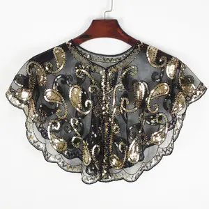 Women's Lace Bolero Jacket Summer Wedding Party Dress Cover Up Elegant Sequin Mesh Shawl Wrap Evening Wear
