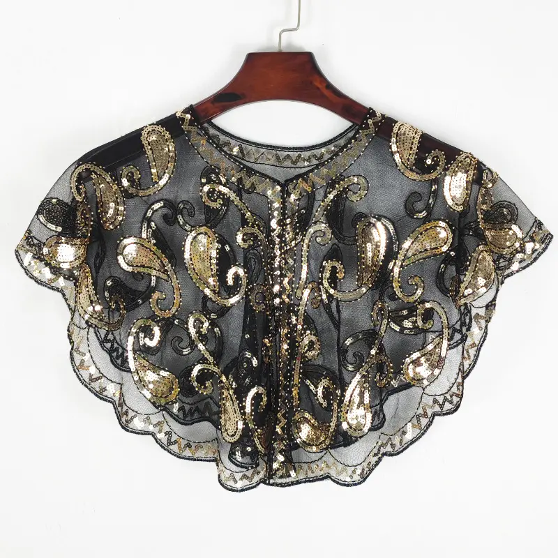 Women's Lace Bolero Jacket Summer Wedding Party Dress Cover Up Elegant Sequin Mesh Shawl Wrap Evening Wear