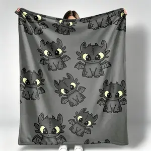 Toothless Flannel Blanket How to Train Your Dragon Cozy Soft Lightweight Throw Blanket for Couch Sofa Bed Travel Home Decor Gift Idea All Season Comfort adult children's blankets