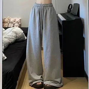 Harajuku Wide Leg Sweatpants for Women Elastic Waist Casual Sport Pants Woman Streetwear Gray Oversize Sportswear Female Womenswear Bottom Can be used with a raincoat