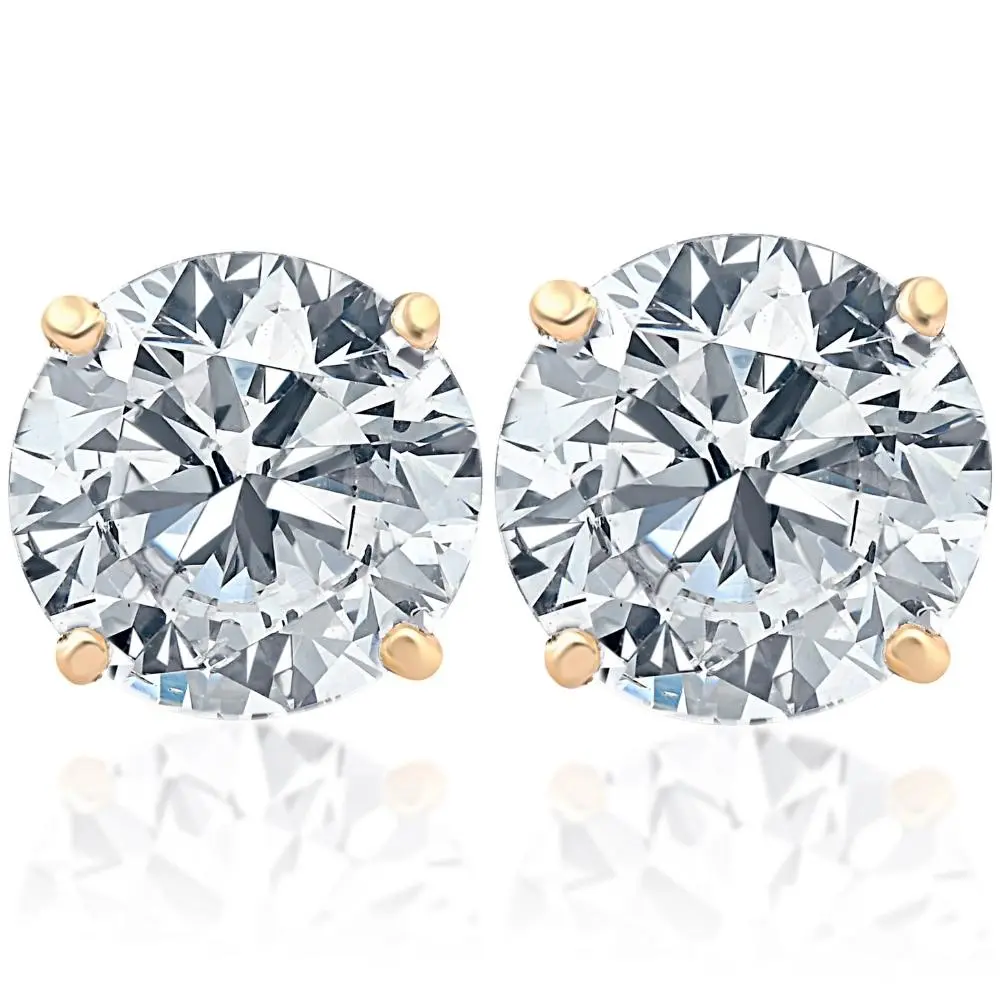 1 1/2ct Lab Grown Diamond Studs 14k Yellow Gold Earrings