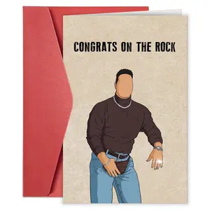 1PC Funny Engagement Gifts for Woman Man, Cool Engagement Card for Couples, Wedding Congratulations Gift for Bride Groom, Congrats Wedding Card, Greeting Card, Custom Message Card, Congrats on the Rock