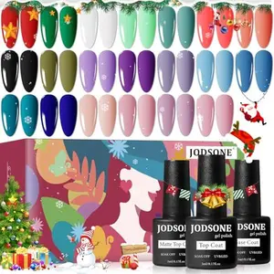 JODSONE 23 PCS Gel Nail Set with Base Glossy and Matte Top Coat Multicolored Gel Nail Long Lasting Suitable for All Seasons