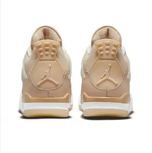 Retro Mid-Top Leather Sports Collectible Sneakers - Light Khaki, Semi-Transparent Mesh Panels, White Midsole, Champagne Gold Accents