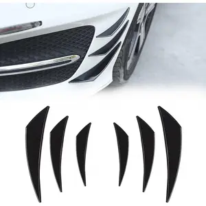 Pack-6 Car Spoiler Canards Kit, Universal Auto Front Bumper Lip Splitter, Body Anti-Collision Diffuser, Exterior Soft Rubber Decorative Stickers (Glossy Black)