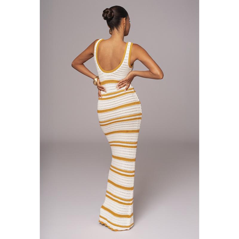 Ivory/Yellow Destiny Knit Maxi Dress