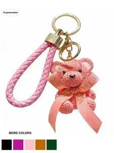 Valentine's Day Bear Keychain, Couple School Year Graduation Gift, Unisex Car Key Chain, Phone Lanyard, Simple Design, Holiday Present, Wristlet Keychain Lanyard