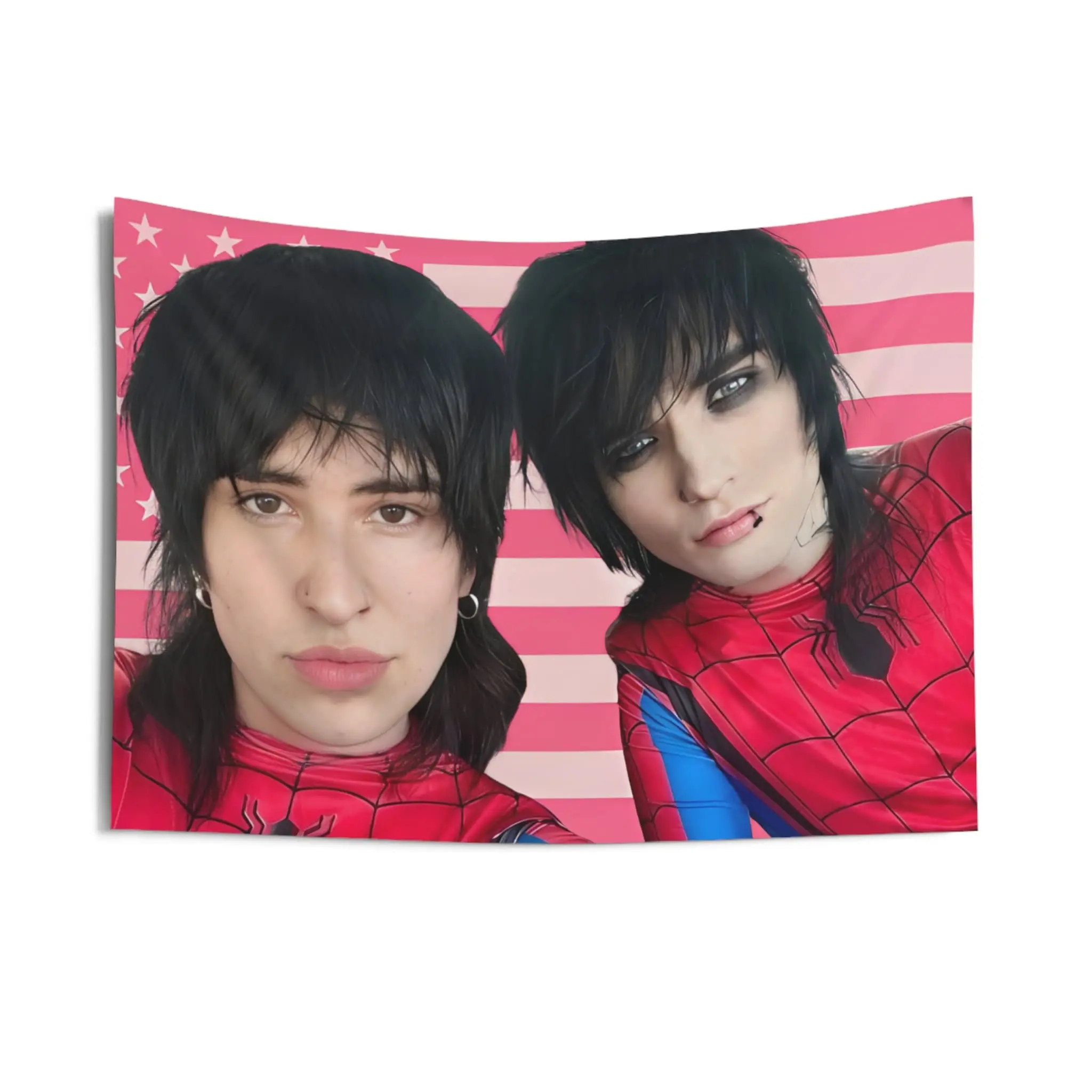 Jak/e & Joh/nnie Jake Web/ber and Johnnie Guilbert Pink American Flag Wall Tapestry/ Wall banner decor/wall art/ art/tara yummy 3x5ft Celebrity USA Flag Tapestry for Wall hanging, College Dorm, Living Room, Bed Room, Home Decor