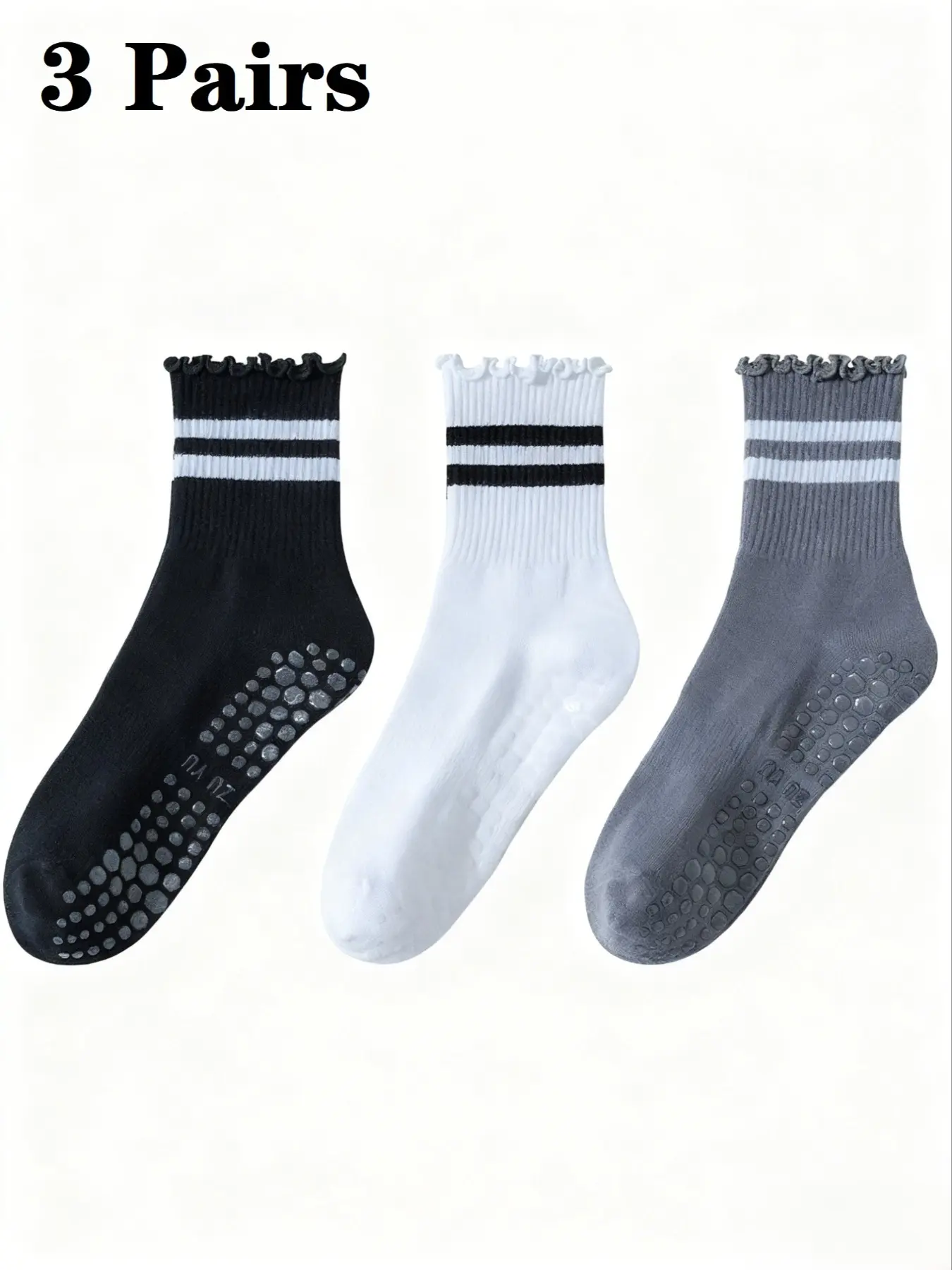 Women's Striped Yoga Socks, Athletic Socks, Sports Running Socks, Volleyball Socks, Elastic Socks, Workout Socks, Fitted Sportswear Design, All-Season Wearable, Ideal for Indoor Activities & Daily Use, Edge Grip Socks