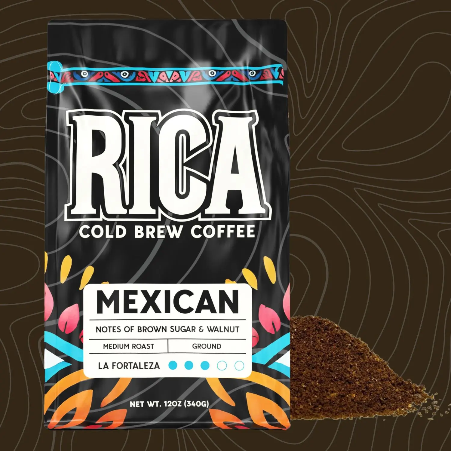 RICA Cold Brew | Mexican Single-Origin Medium Roast Coarse Ground Coffee for Cold Brew | 100% Arabica from Chiapas, Mexico | Low Acid, Balanced Brown Sugar & Walnut Flavor Notes | 12 oz Bag