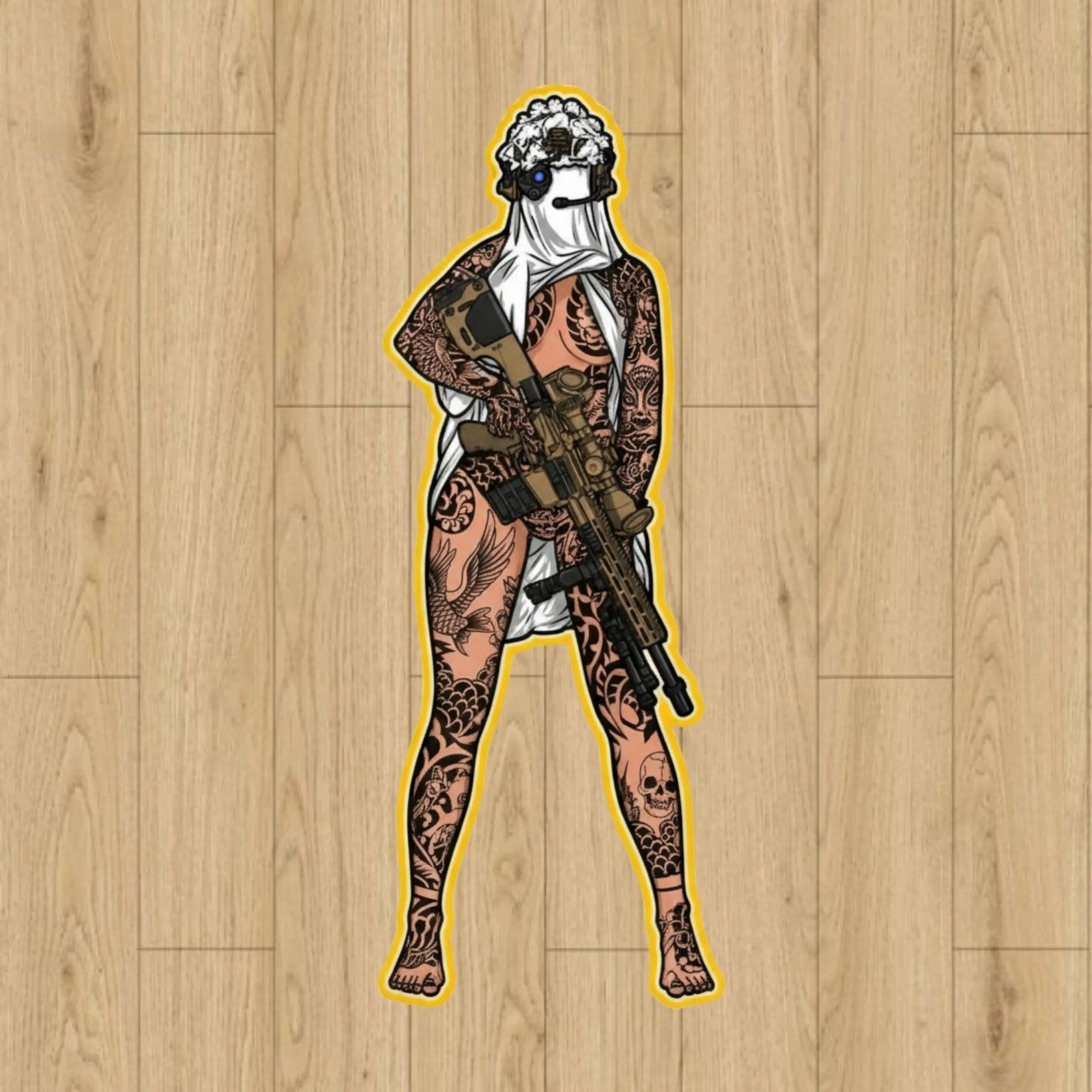 Tactical Sniper Waifu with MK13 – Ghost Operator Vinyl Sticker Waterproof
