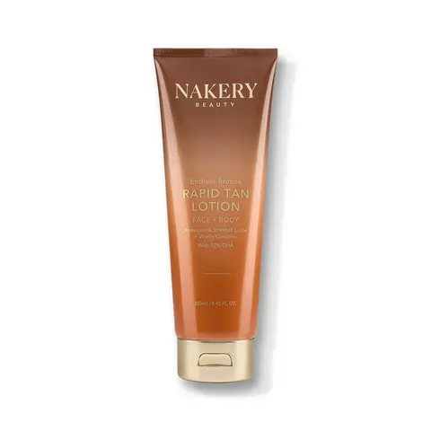 Nakery Beauty Endless Bronze Rapid Tanning Lotion - Fragrance-Free Body Tanner, Self Tanning Solution with Lightweight, Smoothing, Hydrating Peptides+Hydrators Formula for All Skin Types & Bronzy Body Glow
