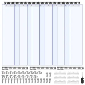 Clear PVC Strip Curtain, 80-Inch Height, 36-Inch Width, 0.08-Inch Thickness, 6 Pieces Walk-In Freezer Cooler Curtain Strips, Smooth Waterproof Plastic Door Strips for Warehouse, Freezer Rooms, Garage Doors