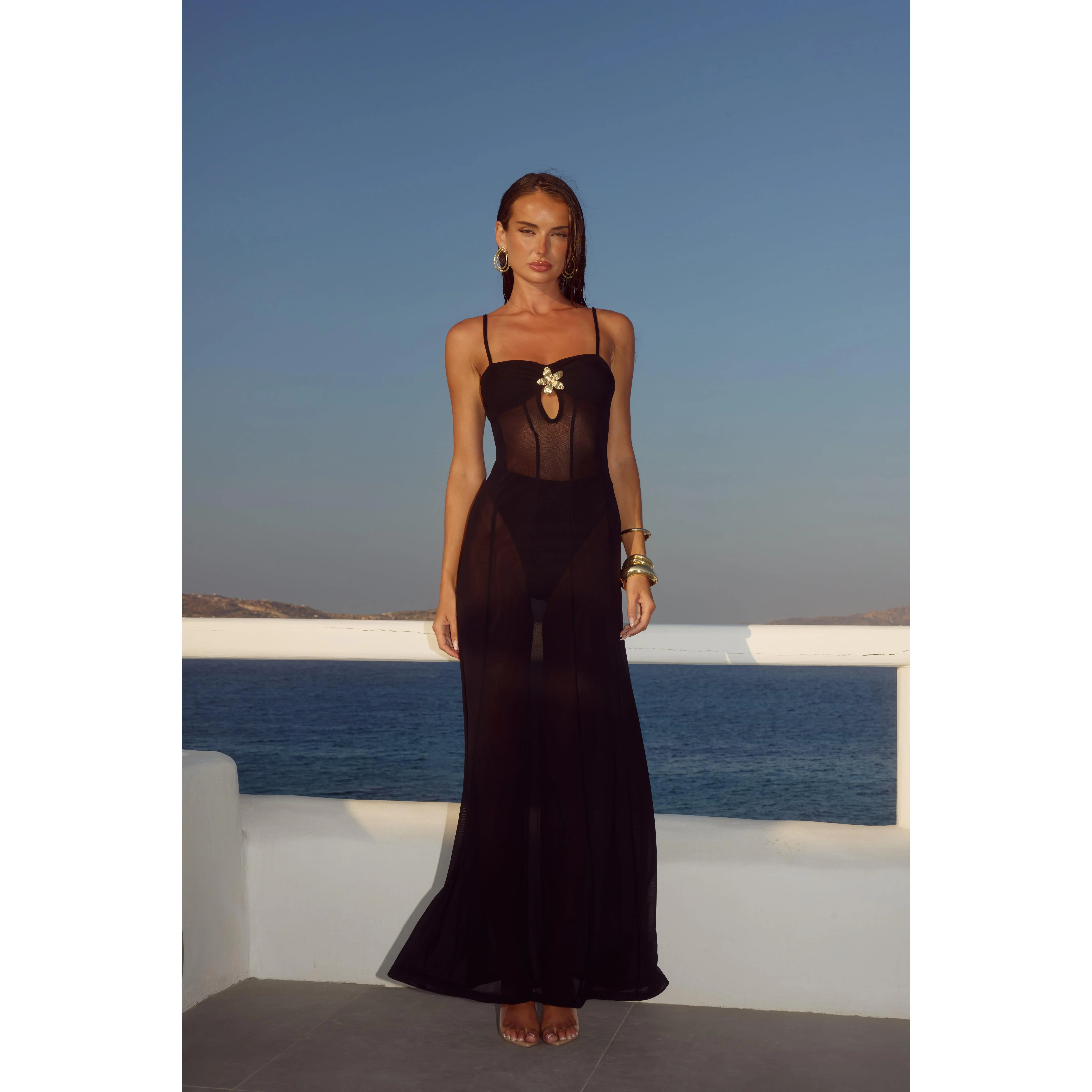 Tisha Sheer Maxi Dress - Black - TikTok Shop