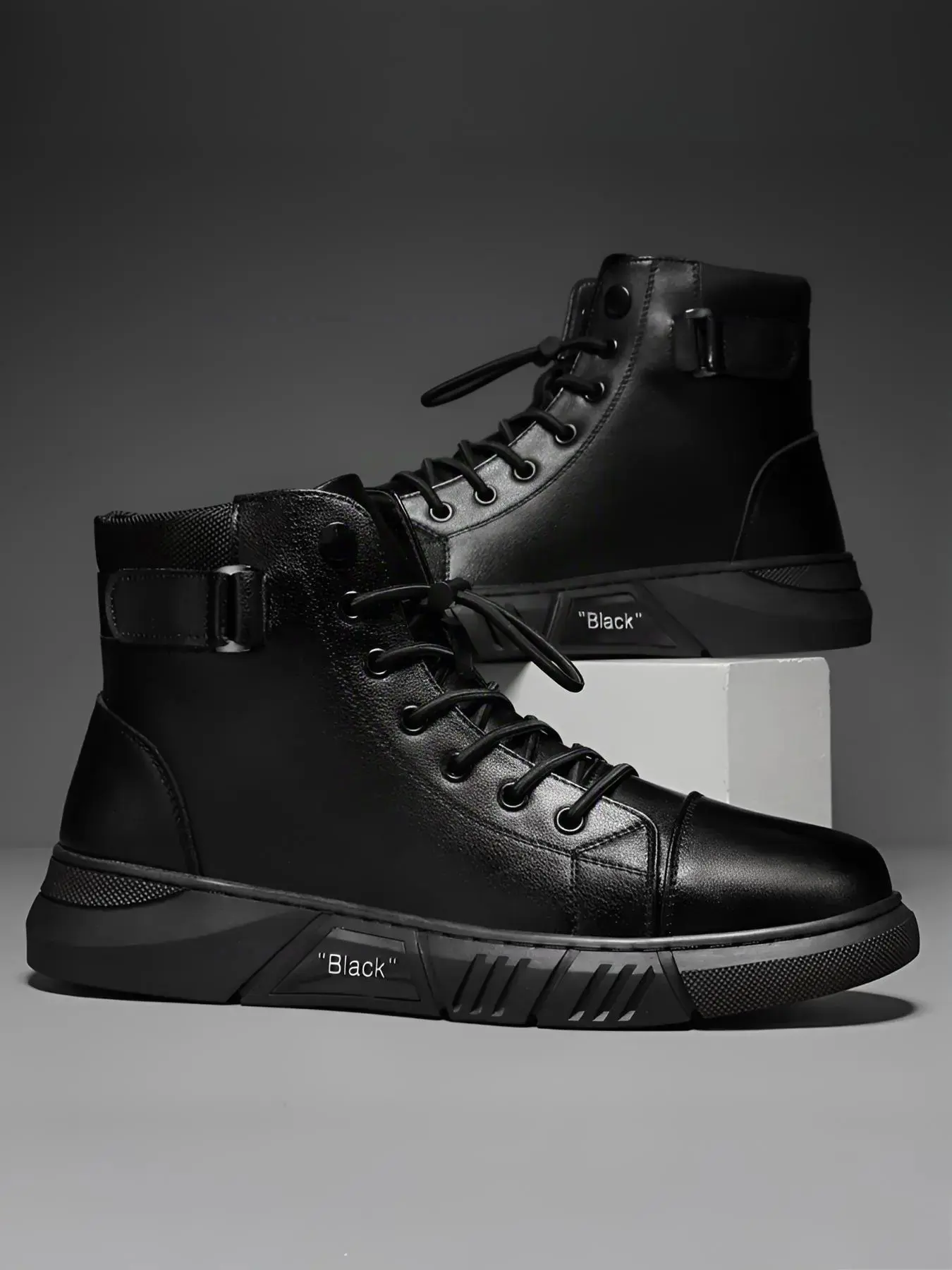 2026  Men's Trendy Boots, Top Casual PU Leather Shoes, All Seasons British Style Short Boots, Comfortable Rubber Sole