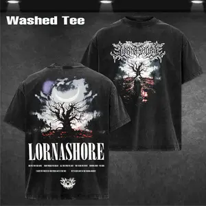 Vintage Lorna Shore Glenwood Oversize Lightweight Acid Washed Tee Hoodie Rock Music Metal Gothic Punk Emo Grunge Post-hardcore Graphic Design Top Cotton Streetwear Game T-Shirt Crewneck Clothes Menswear Womenswear