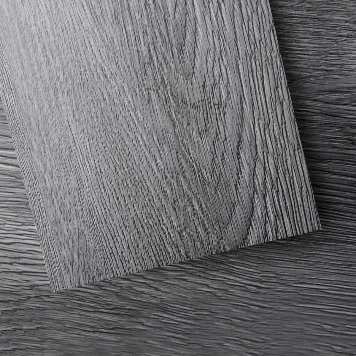 Peel and Stick Floor Tile Vinyl  Plank 12-Pack 18 Sq.Ft, Deep Gray, Rigid Surface Hard Core Easy DIY Self-Adhesive Flooring