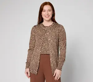 Joan Rivers Printed Leopard Button Front Cardigan