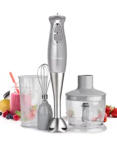 Betty Crocker 2-Speed Immersion Blender for Home & Kitchen, Hand Mixer Electric Handheld with Stainless Steel Blade, 600ml Beaker & Whisk, 250W Portable Blender with Ergonomic Handle, BC-4306S, Silver