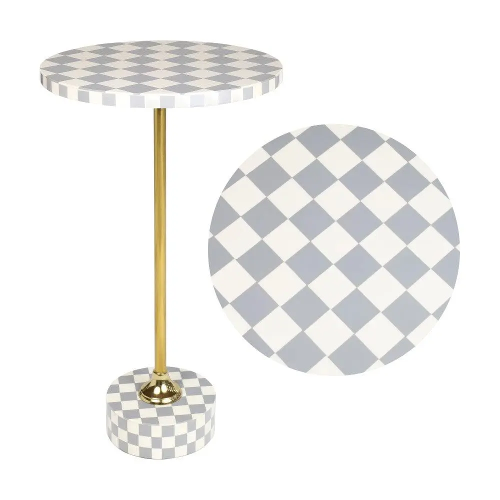 Calix 24" Art Deco Metal/Resin Checkerboard Round Drink Table