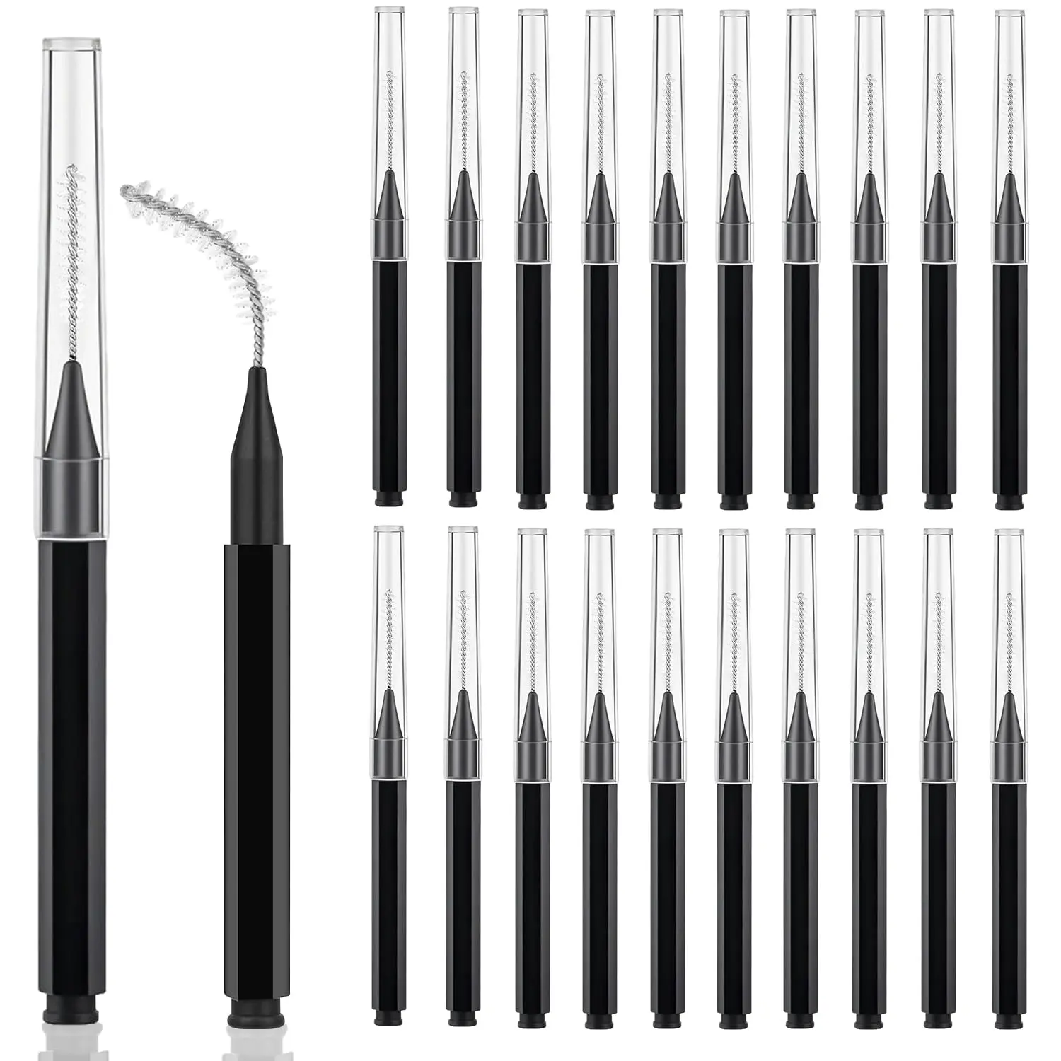 20 Pcs Micro Eyebrow Brush, Eyebrow Spoolie Brow Lamination Brush Spoolies for Eyebrows Eyelash Brushes Lash Lift Tool for Eyebrows and Eyelashes Extensions, Black
