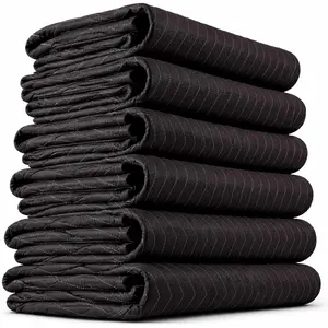 Heavy Duty Moving Blankets 72"x80" 6-Pack (65 lbs/doz), Padded Furniture Blankets for Moving Shipping Storage, Durable Quilted Furniture Pads, Tough Black Polyester